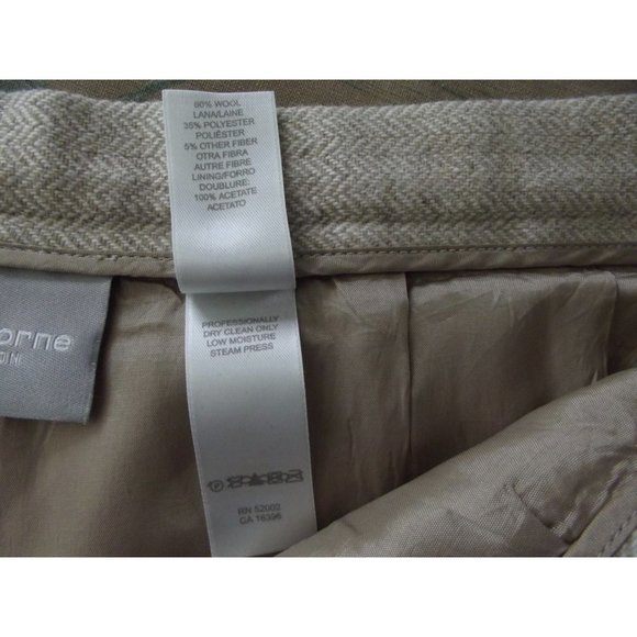 Liz Claiborne 14 Wool Blend Pants beige herringbone textured high rise dress pts - Picture 7 of 7